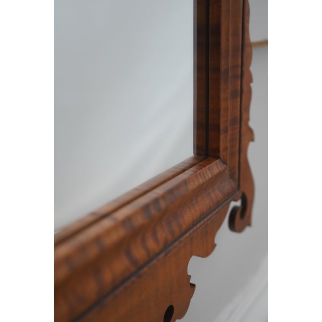 Wood Tiger Maple Chippendale Style Wall Mirror For Sale - Image 7 of 11