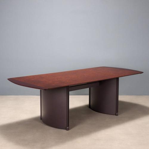 Vintage Italian Office Table in Burl Veneer, 1980s For Sale - Image 10 of 10