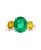 Modern 3 Carat Oval Cut Colombian Emerald and Yellow Sapphire 18 Karat Gold Ring For Sale - Image 3 of 8