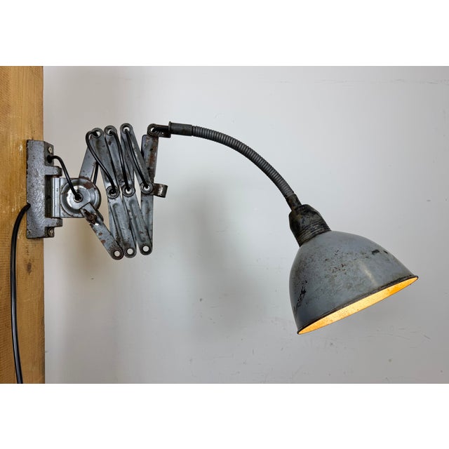 Grey Industrial Scissor Wall Lamp from Elektroinstala, 1960s For Sale - Image 15 of 16