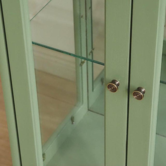 Small Display Cabinet in Pastel Green with Mirrored Back Panel For Sale - Image 4 of 16