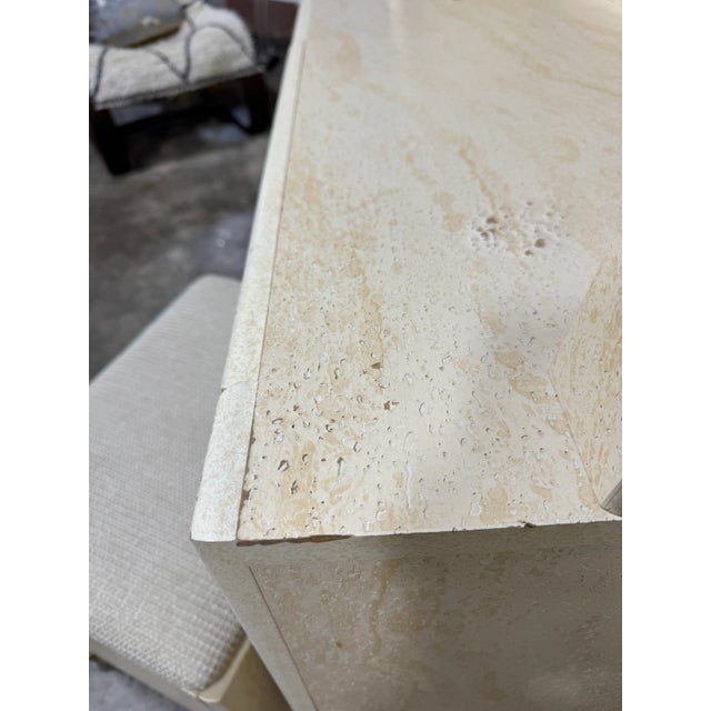 1980s Post Modern Faux Travertine Desk With Stool For Sale - Image 5 of 10