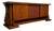 Art Deco Sideboard in Walnut and Leather on Architectural Base with Scrolls, 1930s For Sale