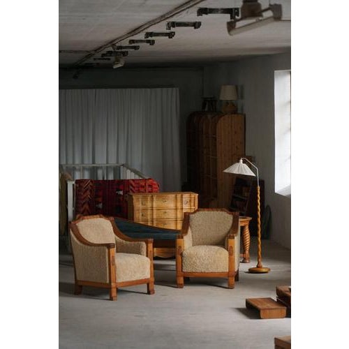 Art Deco Danish Armchairs in Oak and Shearling Lambswool, 1930s, Set of 2 For Sale - Image 18 of 18