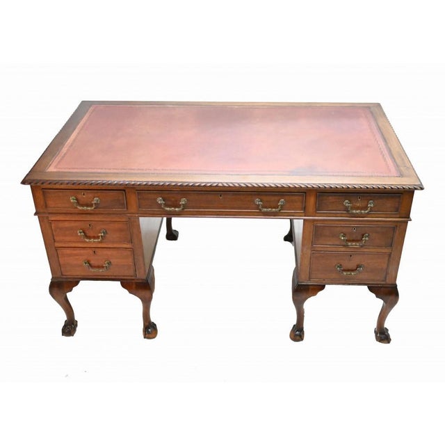 Chippendale Desk Writing Table Pedestal, 1890s For Sale - Image 4 of 12