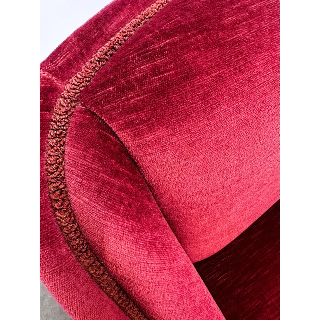 Vintage French Club Chairs in Red Velvet with Fringe Skirts, 1960s, Set of 2 For Sale - Image 6 of 14