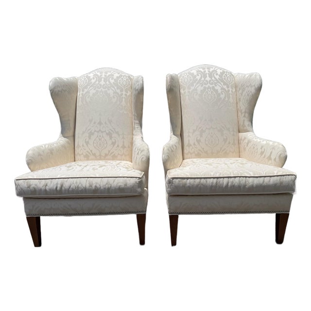 Pair of Ethan Allen Selby Wing Chairs For Sale