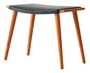 Vintage Stool in Wood and Leather, 1960s