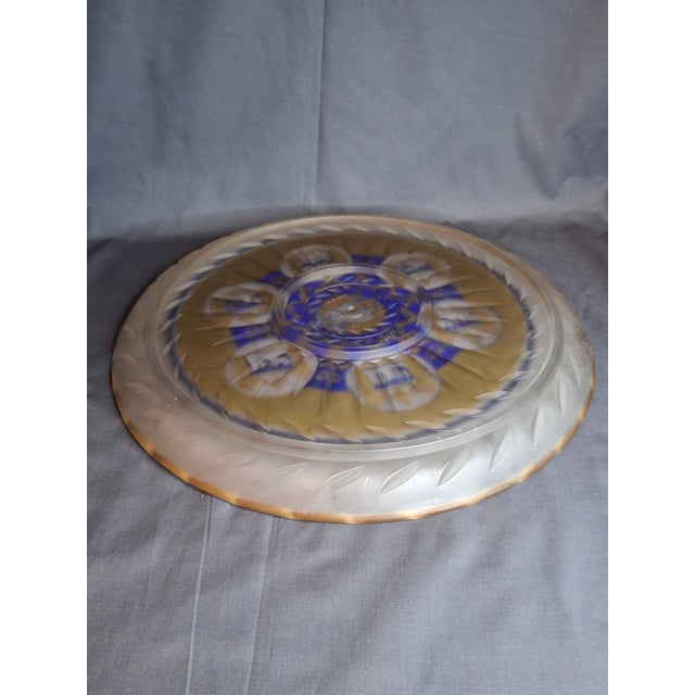 Late 20th Century Vintage A. Barton Creation 24k Gold & Cobalt Blue Glass Seder Plate - 13.25" For Sale - Image 5 of 16