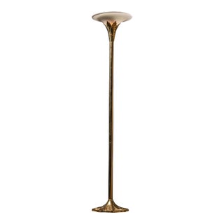 Mid 20th Century Brass Torchiere Style Lamp For Sale