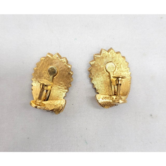 Vintage 1960s Signed Jomaz Goldtone & Clear Rhinestone Clip Earrings - 2 Pieces For Sale - Image 9 of 9