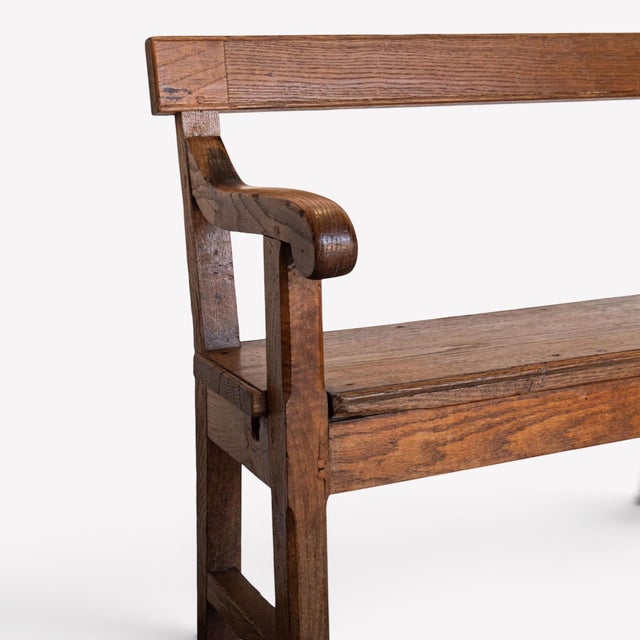 19th Century French Oak Open Arm Bench For Sale - Image 6 of 10