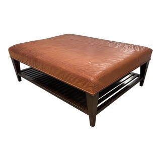 2000s Baker Barbara Barry Leather Cocktail Ottoman For Sale