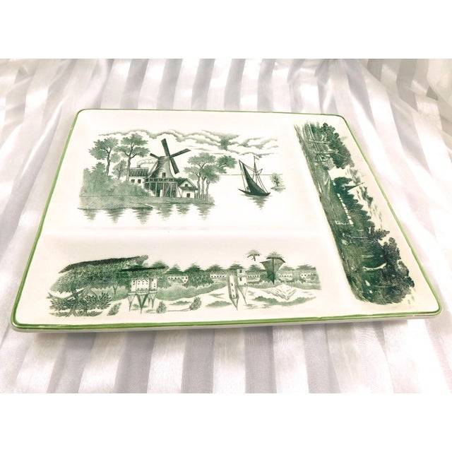 1950s Green and Cream Divided Serving Tray For Sale - Image 4 of 4