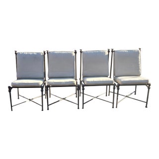 Late 20th Century Restoration Hardware Wrought Iron Patio Catalina Chairs, 4 Pieces For Sale