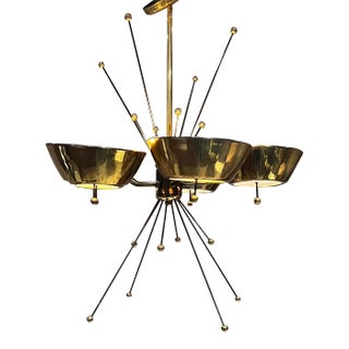 1960s Style Paavo Tynell Atomic Brass Chandelier Italy For Sale