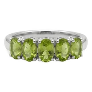 Natural Peridot Statement Ring, Half Band Gemstone Ring for Woman Us 7 For Sale
