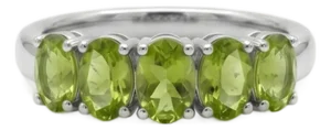 Natural Peridot Statement Ring, Half Band Gemstone Ring for Woman Us 7