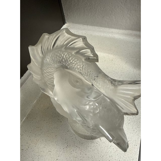 This gorgeous Lalique crystal sculpture, designed by Marc Lalique in 1953, features two elegant Koi fish gracefully...