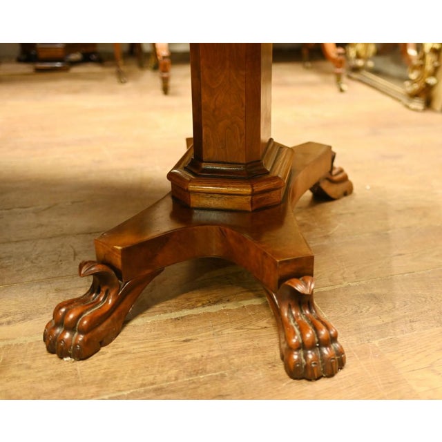 Hollywood Regency Regency Walnut Dining Table Extending Pedestal For Sale - Image 3 of 13