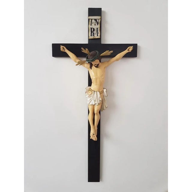 Wood Late 19th Century Carved Crucifix For Sale - Image 7 of 7