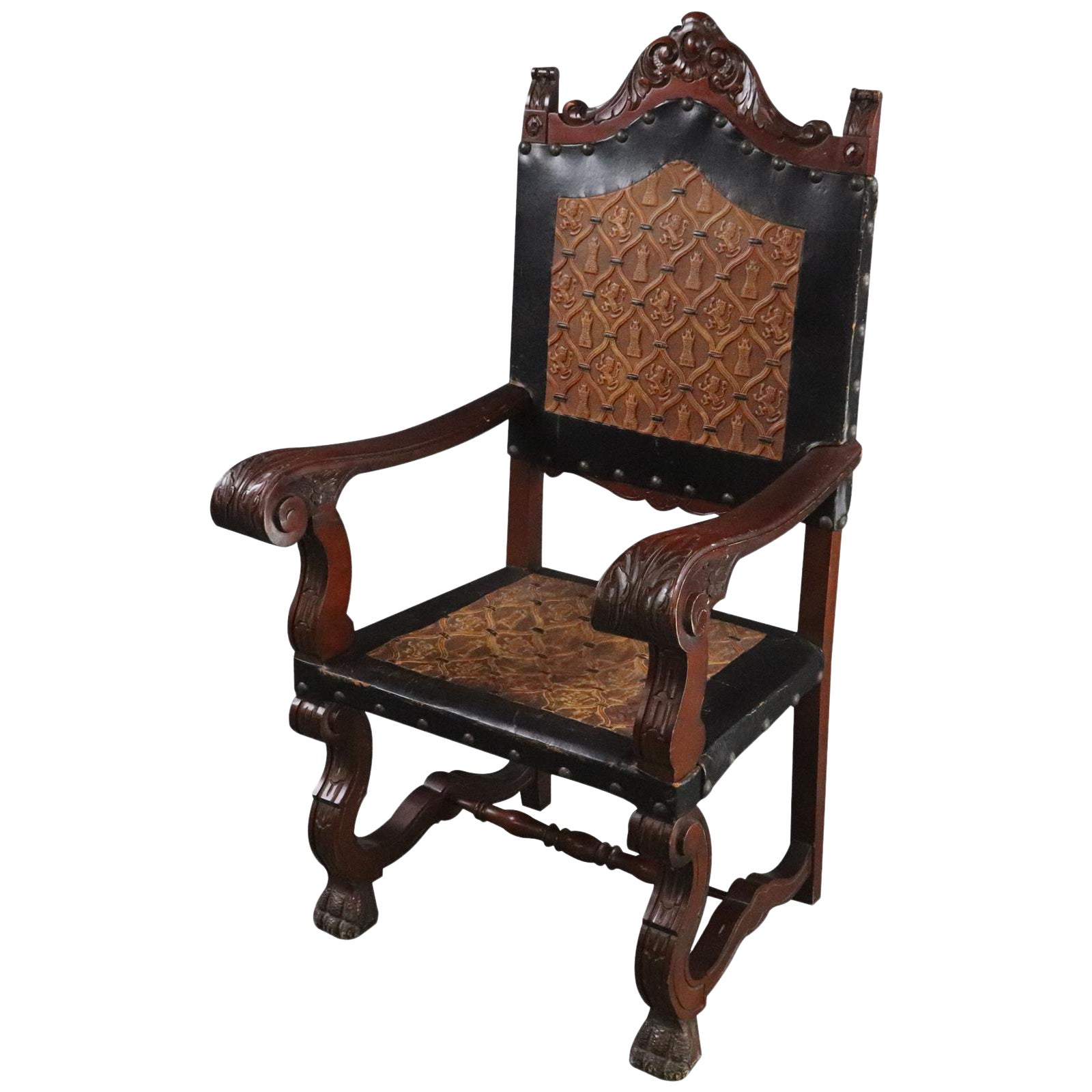 Arm Chair Renaissance Castle Lions Embossed Chairish