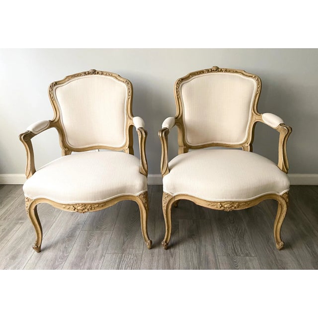 Ecru French Louis XV-Style Petite Armchairs- a Pair For Sale - Image 8 of 8