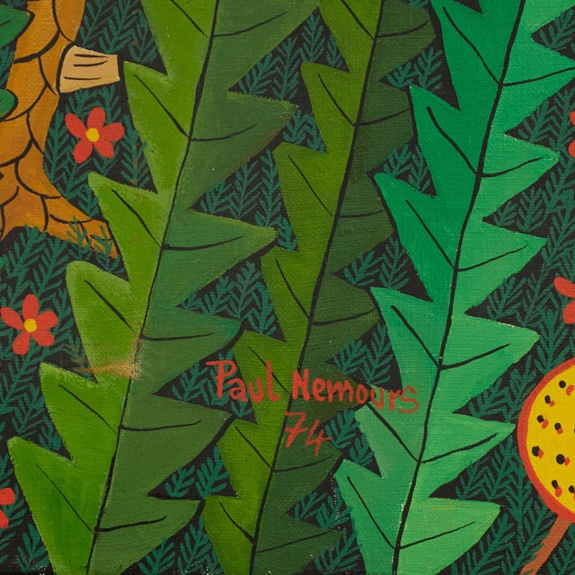 Vintage Haitian Painting of Three Roosters by Paul Nemours For Sale - Image 10 of 13