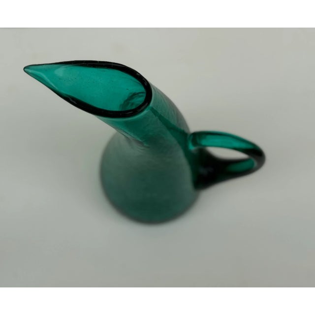 Gorgeous teal crackle vase- tall (one of two - see addl listing for medium size). Midcentury art glass in excellent...