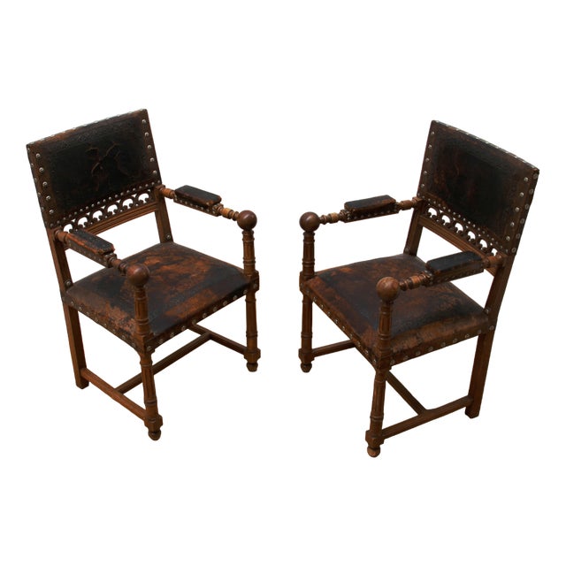 Set of Henri II Style Armchairs For Sale