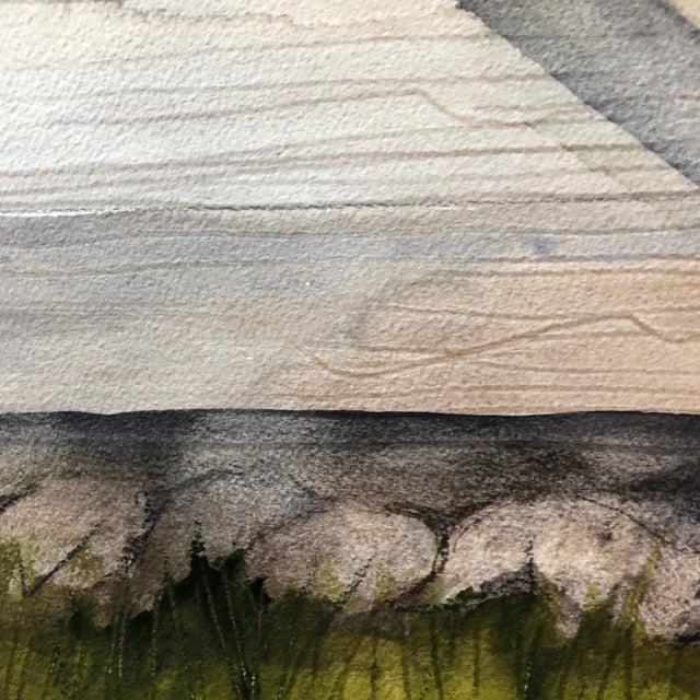 Realism Original Vintage Realist Watercolor Painting Wyeth Style For Sale - Image 3 of 6