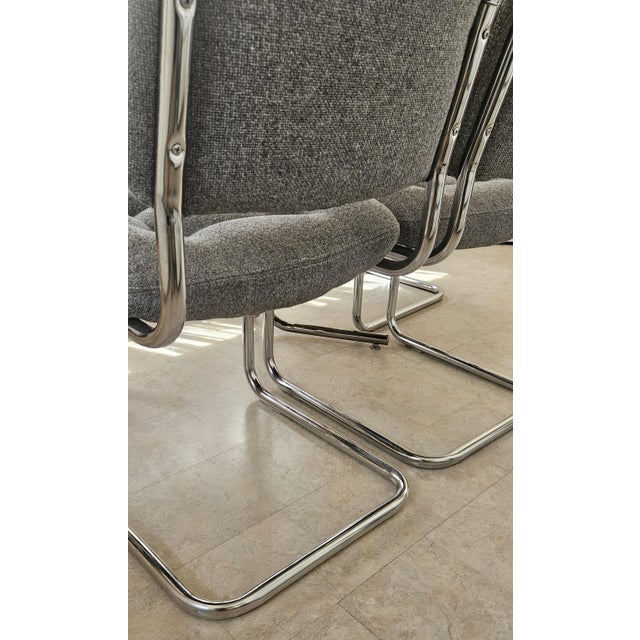 Chromcraft Corp. | 1975 Chrome Cantilever Dining Set | Table + Leaf + 6 Chairs For Sale - Image 13 of 13