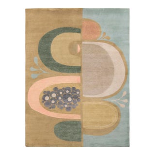 Rug & Kilim’s Mid-Century Modern Style Rug in Green and Blue, 10x14 For Sale