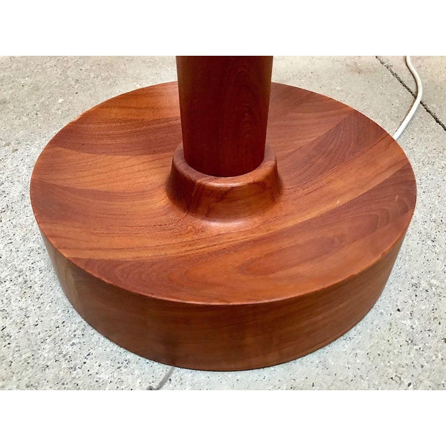 Danish Floor Lamp with Wild Silk Lampshade, 1960s For Sale - Image 4 of 18