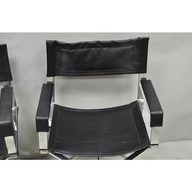 Vintage Alessandro Albrizzi Italy Mid Century Modern Chrome Director Chair Pair For Sale - Image 11 of 18