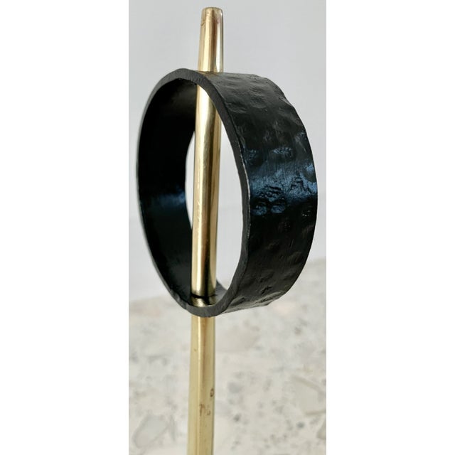 Pair of Modernist Bronze and Wrought Iron Andirons, Italian, Circa 1950 For Sale - Image 10 of 11