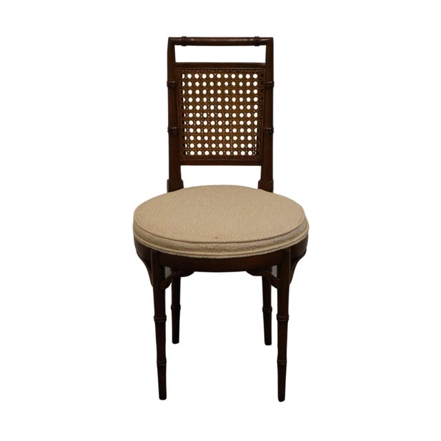 Chinoiserie Hickory Furniture Asian Inspired Faux Bamboo Cane Back Side Chair W. Round Seat For Sale - Image 3 of 9