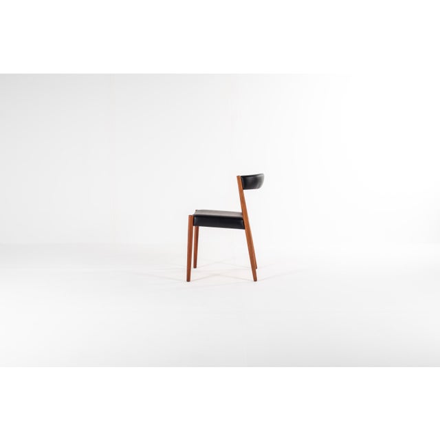 Wood Danish Teak Dining Chairs in Black Skai, 1960s, Set of 4 For Sale - Image 7 of 11