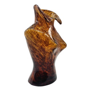 Large 12" Murano Tortoise Shell Stripe Female Torso Vase For Sale