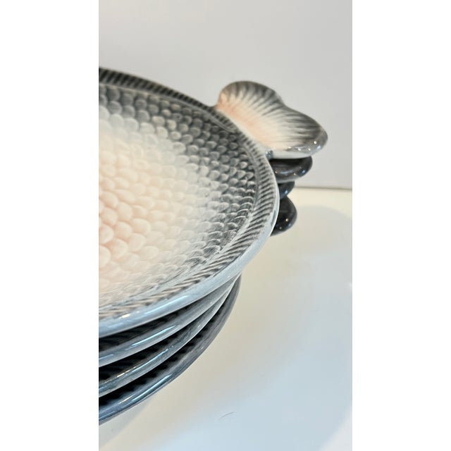 Vintage Italian Fish Plate Set by R. Blanche - Set of 9 For Sale - Image 4 of 13