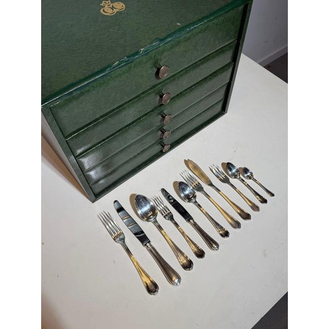 Silver-Plated Spatours Cutlery Service with Box from Christofle, Set of 144 For Sale - Image 10 of 13