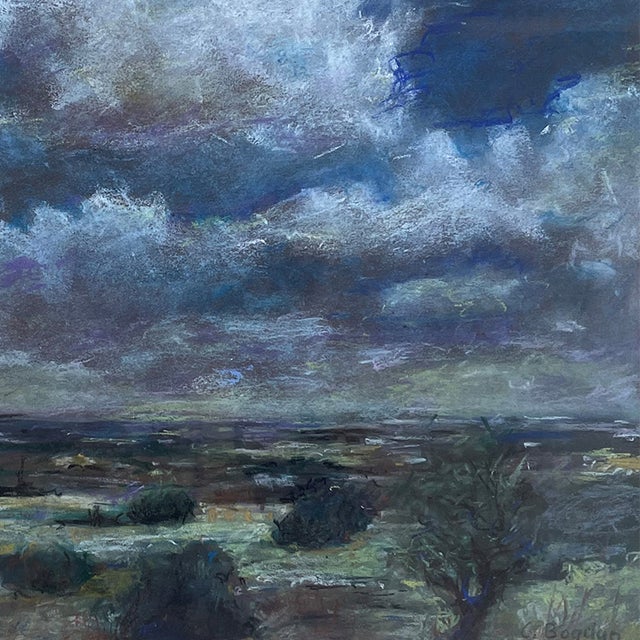 Bogdan, Night Field (Câmpie Pe Noapte), Pastel on Paper, 1970s, Framed For Sale - Image 4 of 5
