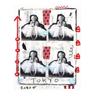 Tutu Tokyo Pop - Original Pop Graffiti Acrylic Painting on Newspaper by Gary John For Sale