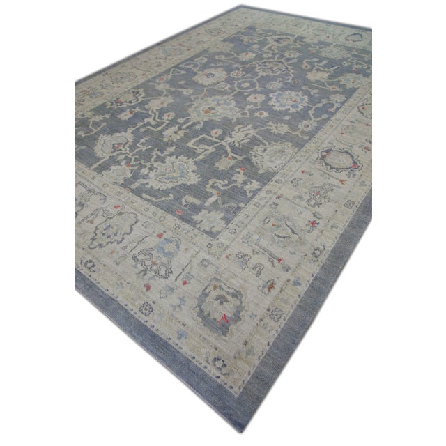 Modern Turkish Oushak Rug Gray & Beige Handwoven Wool Rug 9'2" X 13' For Sale - Image 4 of 6