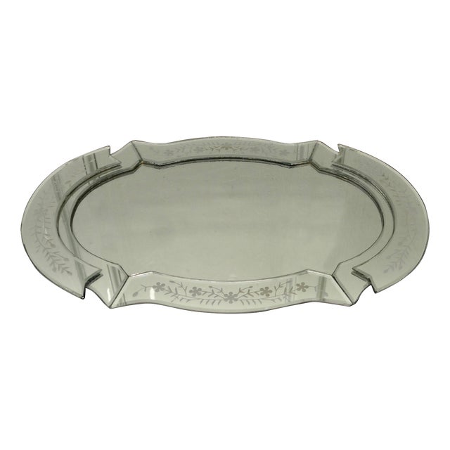 Venetian Art Deco Cut Glass Mirror Wine Tray, 1930s For Sale