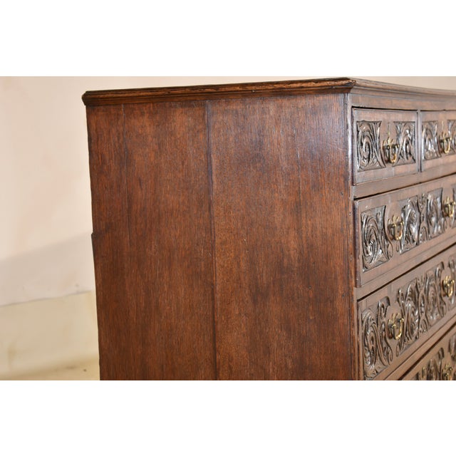 Late 18th Century English Oak Carved Chest of Drawers For Sale - Image 14 of 14