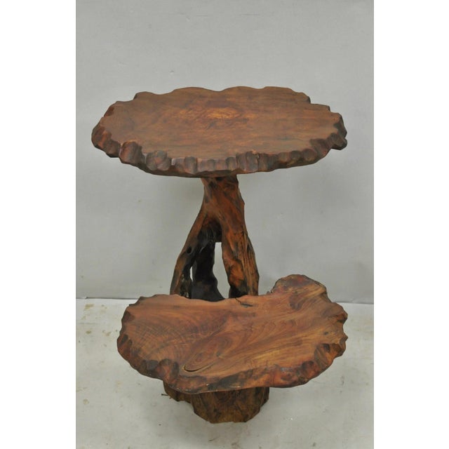 Mid-Century Modern Vintage Mid Century Modern Live Edge 2 Tier Walnut Plant Stand Side Table For Sale - Image 3 of 16
