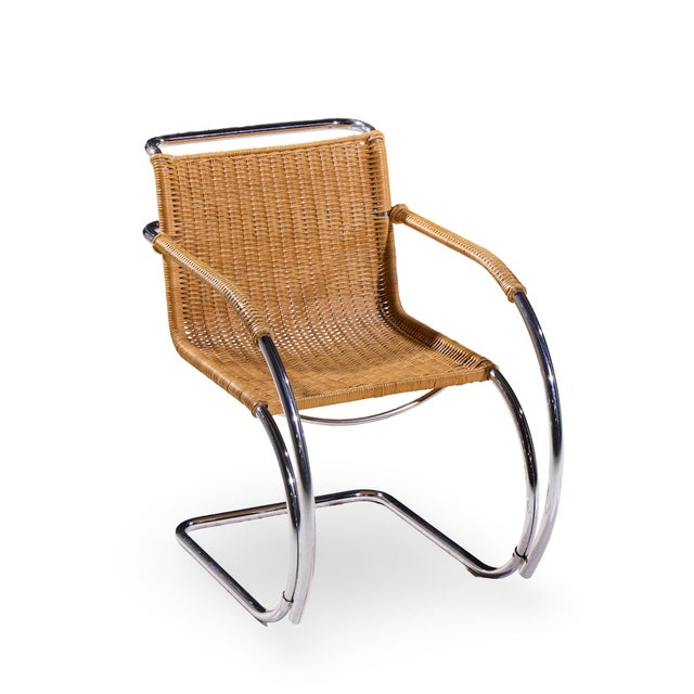 Mies Van Der Rohe for Knoll Mr Mid Century Rattan and Chrome Chairs - Pair For Sale - Image 12 of 12