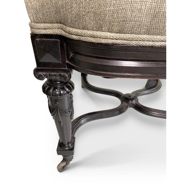 1900-1909 Set of 10 Aesthetic Movement Ebonized Dining Chairs on Casters in Performance Linen For Sale - Image 12 of 12