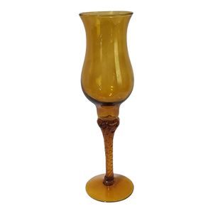 Vintage Amber Tall Stem Glass Candle Holder